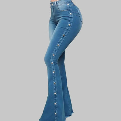 Blue sculpting butt-lift high-waist flare jeans women FTF Market UK