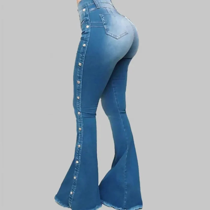 Blue sculpting butt-lift high-waist flare jeans women FTF Market UK