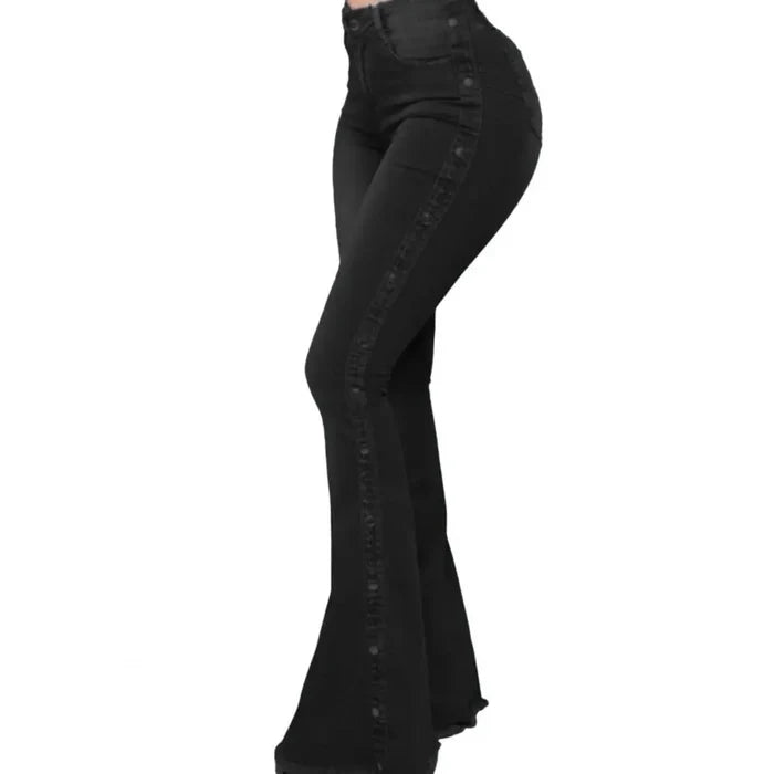 Black sculpting butt-lift high-waist flare jeans women FTF Market UK