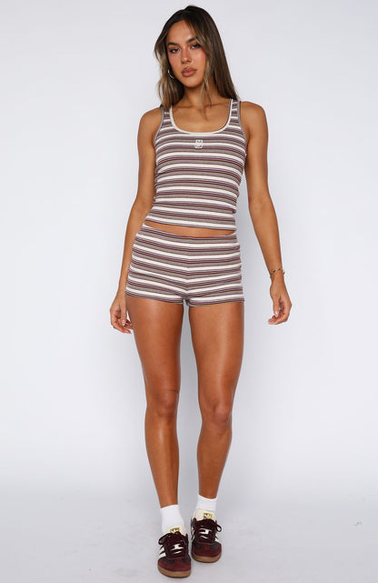 Escape Mode Booty Shorts Maple Bloom Stripe