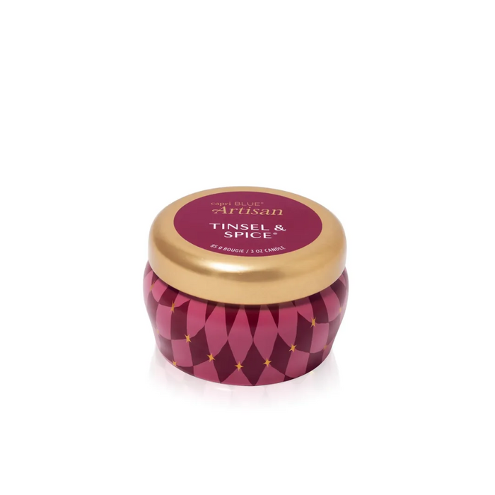 Capri Blue Winter Bazaar Mini Tin Candle - Tinsel & Spice