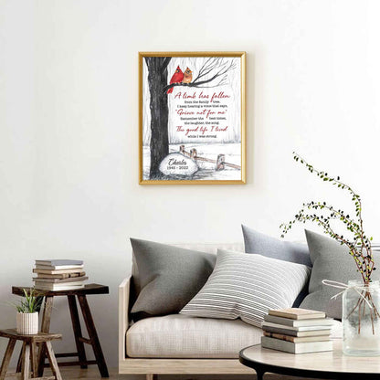 Cardinal Memorial Canvas For Dad, A Limb Has Fallen Memorial Wall Decor, Happy Fathers Day In Heaven
