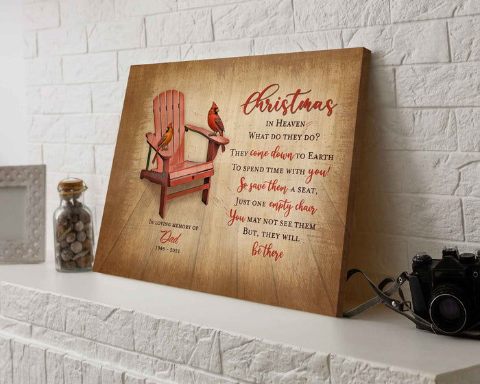 Cardinal Memorial Gift For Loss Of Father, Grief Poem Canvas Wall Art