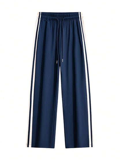 CASUAL ELASTIC DRAWSTRING STRAIGHT LEG PANTS