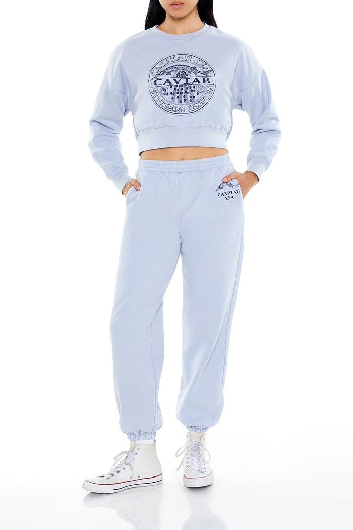 Caviar Graphic Cropped Pullover