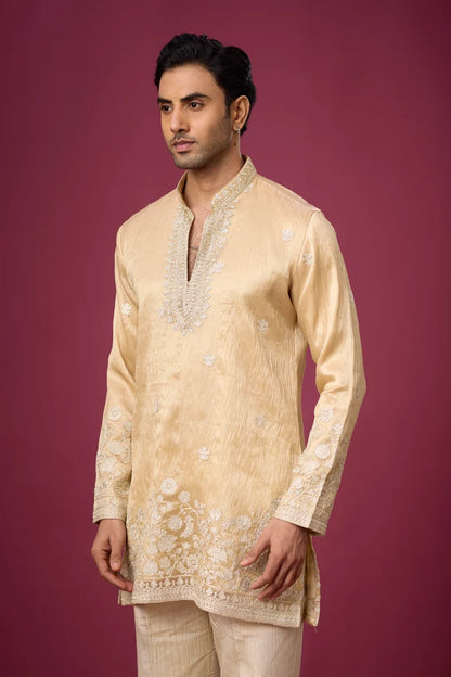Floral Hem Border Kurta Set – Wedding & Festive Ethnic Wear | Mahavir NX