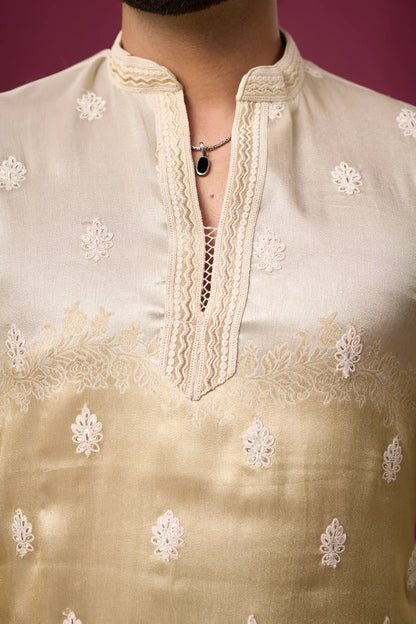 Embroidered Sleeve Heritage Floral Kurta – Festive Wear | Mahavir NX