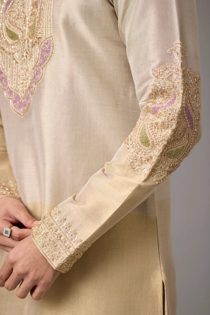 Premium Paisley Heritage Kurta Set for Men – Full Length View | Mahavir NX