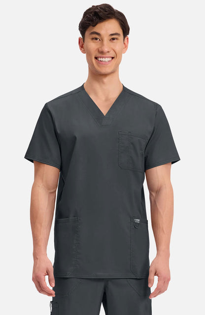 Men's Scrub Top V-Neck Top Black Cherokee Workwear Revolution MDF Instruments WW670