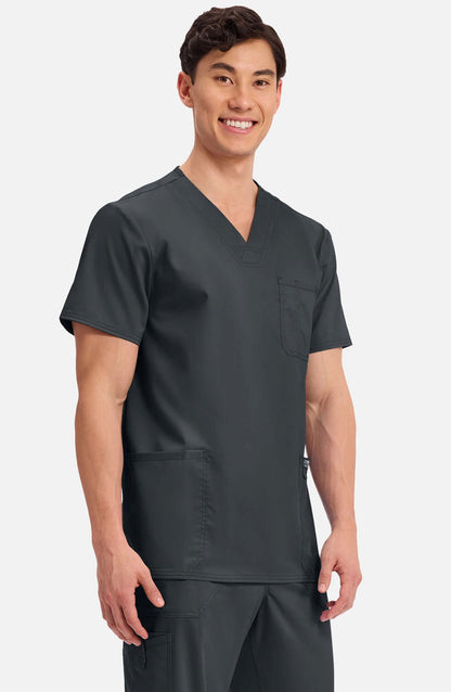 Men's Scrub Top V-Neck Top Black Cherokee Workwear Revolution MDF Instruments WW670