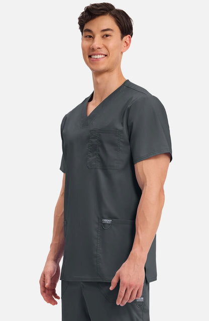 Men's Scrub Top V-Neck Top Black Cherokee Workwear Revolution MDF Instruments WW670