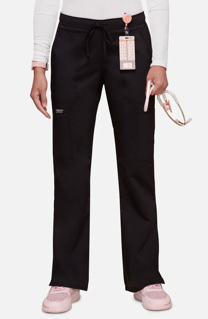 Women's Scrub Pants Cargo Black Cherokee Workwear Revolution MDF Instruments WW120