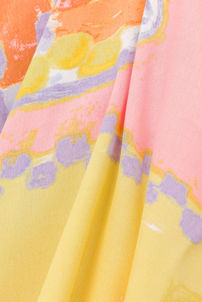 Chey Button Up Top - Morning Peach Floral Yellow Pink Orange