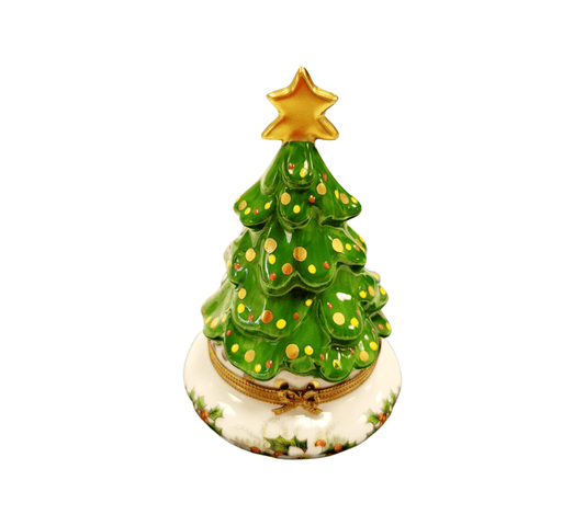 Christmas Tree With Magnolias Porcelain Limoges Christmas Tree French Trinket Box