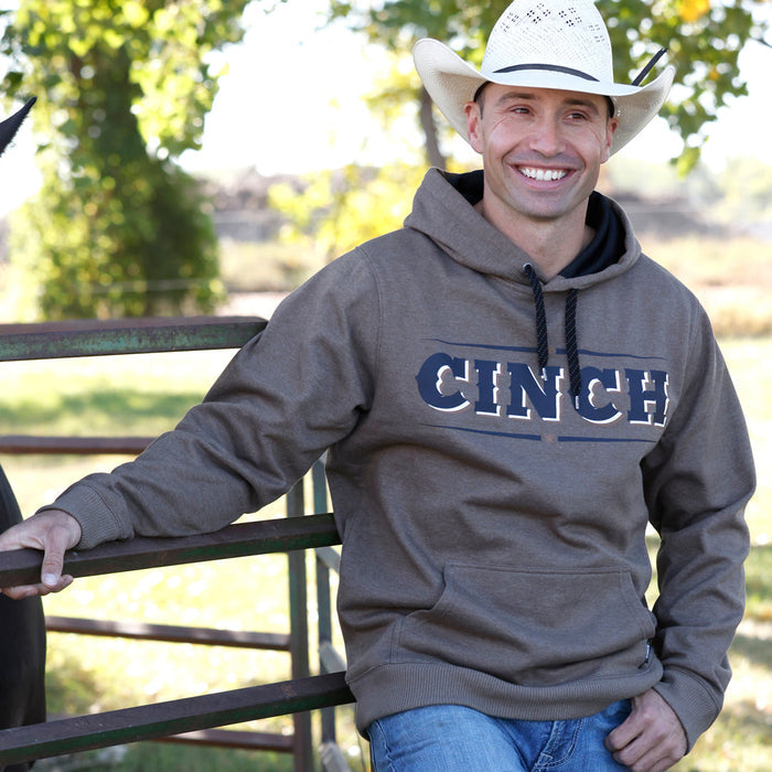 Cinch Men's Logo Hoodie in Brown