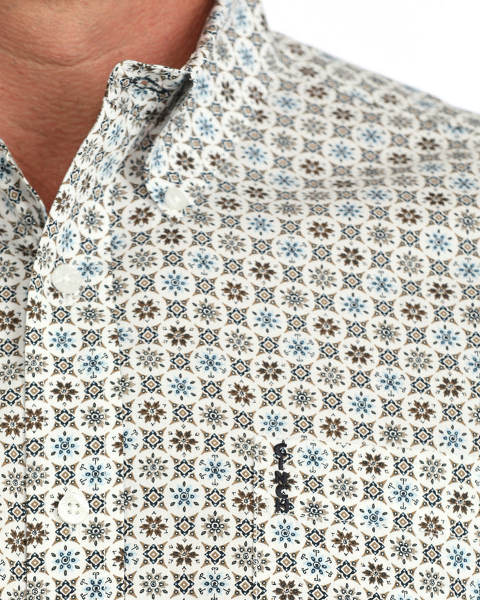 Cinch Men's L/S Modern Fit Western Button Down Shirt in Cream Multi