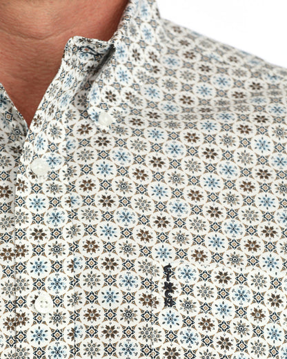 Cinch Men's L/S Modern Fit Western Button Down Shirt in Cream Multi