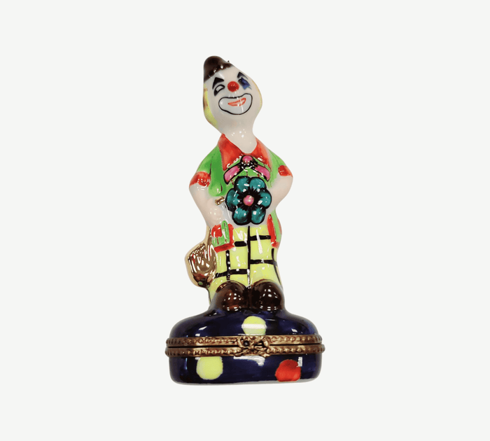 Whimsical Limoges Clown Figurine Porcelain Limoges Circus Clown French Trinket Box