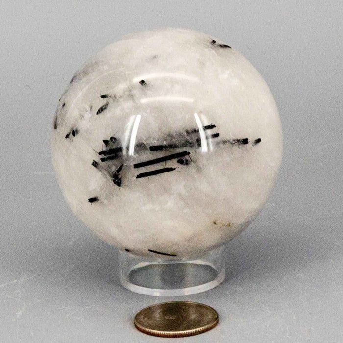 Clear Quartz Black Tourmaline Inclusion Crystal Sphere