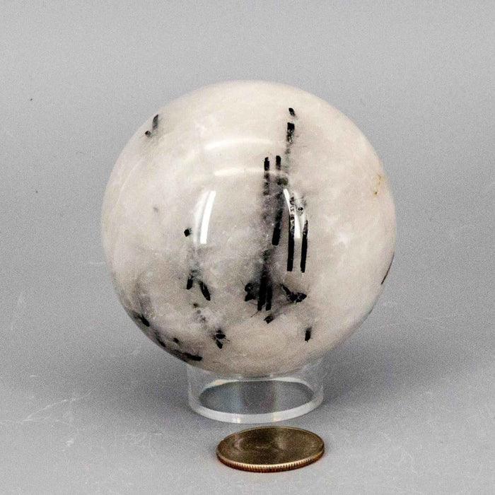 Clear Quartz Black Tourmaline Inclusion Crystal Sphere