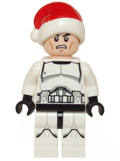 Clone Trooper - Printed Legs, Santa Hat, Scowl