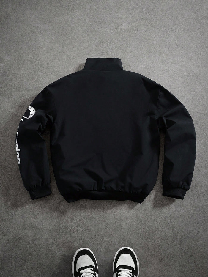 COLORBLOCK PRINTED OUTDOOR BIKER JACKET
