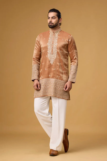 Copper Embroidered Hem Border Kurta Set – Party Wear | Mahavir NX