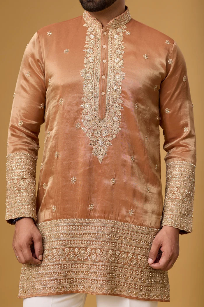 Designer Copper Ethnic Kurta Set – Side View | Mahavir NX