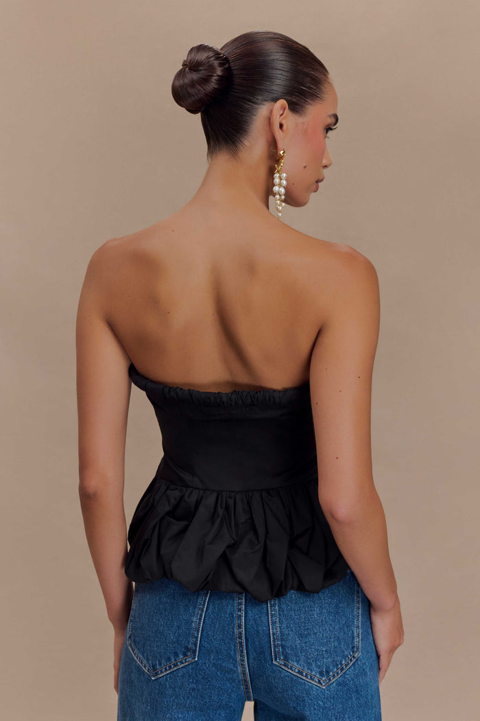 Cora Ruched Strapless Top - Black
