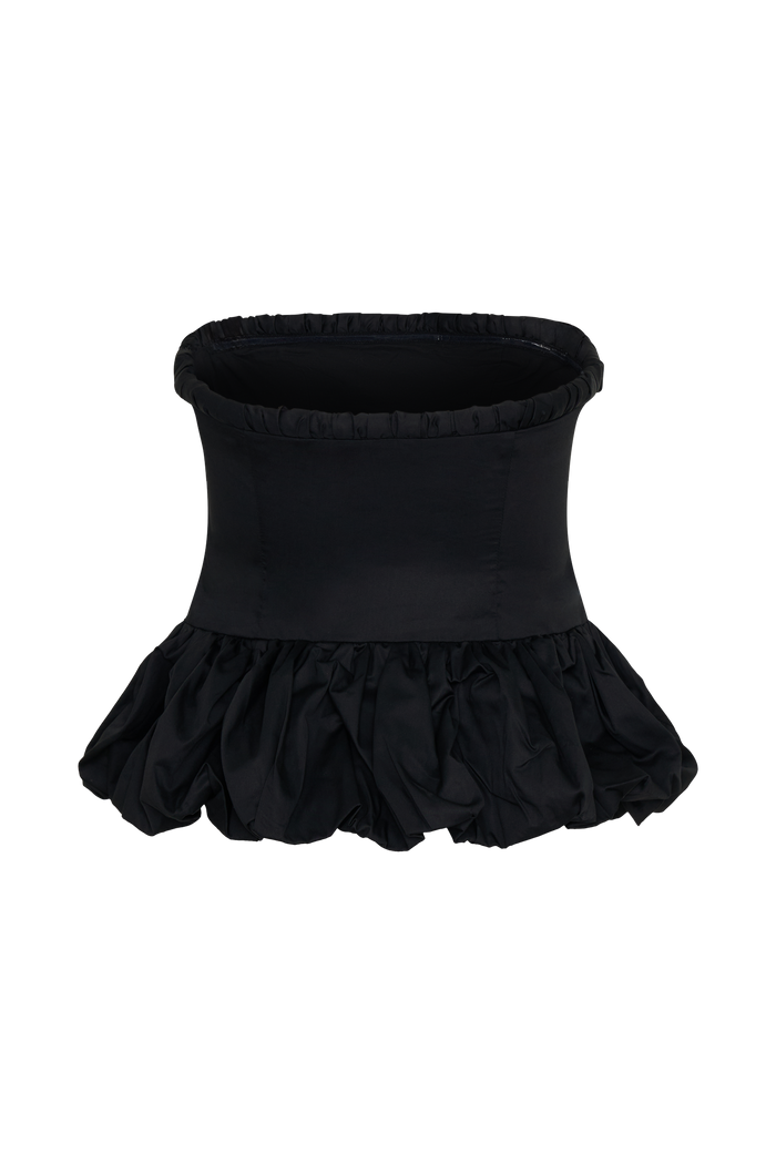 Cora Ruched Strapless Top - Black