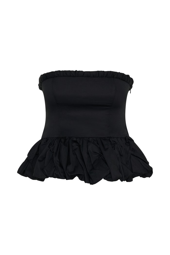 Cora Ruched Strapless Top - Black