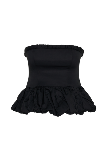 Cora Ruched Strapless Top - Black