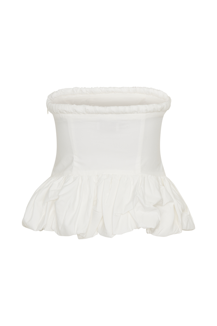 Cora Ruched Strapless Top - White