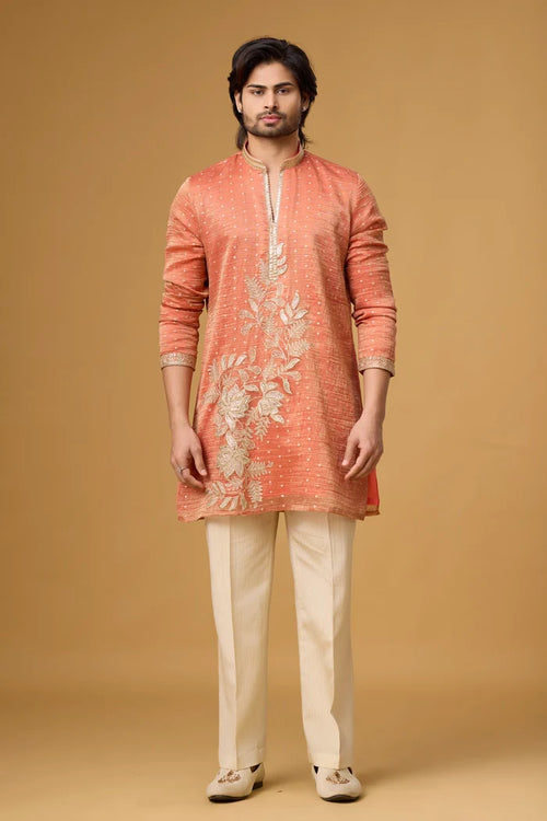 Coral Vine Embroidered Kurta Set for Men | Mahavir NX