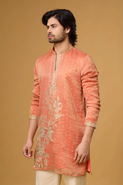 Buy Coral Embroidered Kurta Set for Men Online India | Mahavir NX