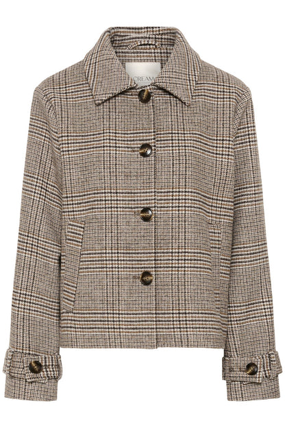 Shop the Cream CRGeorg Short Coat in Grey Check at Dotique. A timeless checked jacket with a straight fit, soft wool blend and versatile hip-length silhouette.