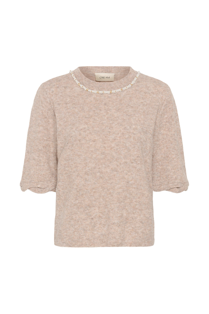 Cream 10615358 CRTrusty Knit Blouse Oat Melange oat knit blouse Shop Cream at Dotique