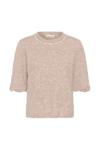 Cream 10615358 CRTrusty Knit Blouse Oat Melange oat knit blouse Shop Cream at Dotique
