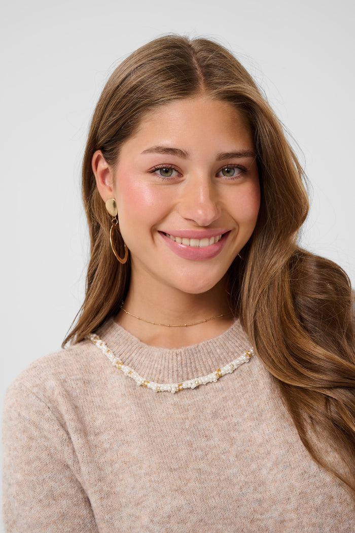 Cream 10615358 CRTrusty Knit Blouse Oat Melange knit blouse Shop Cream at Dotique