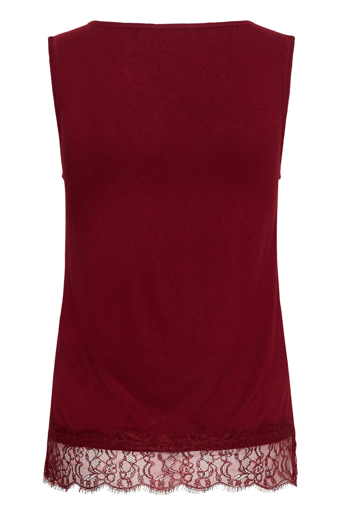 Cream 10615546 CrAlvaia Jersey Lace Top Cabernet burgundy lace top Shop Cream at Dotique