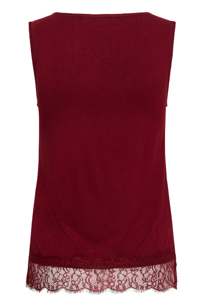 Cream 10615546 CrAlvaia Jersey Lace Top Cabernet burgundy lace top Shop Cream at Dotique