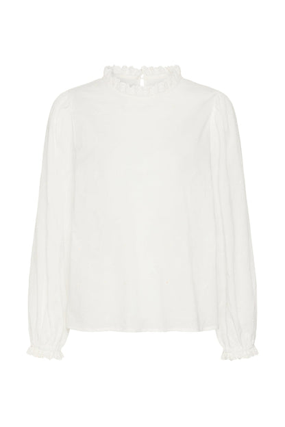 Cream 10615648 CRKalikah Blouse Snow White white ruffle neck blouse Shop Cream at Dotique