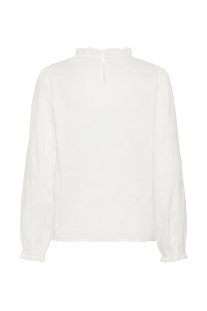 Cream 10615648 CRKalikah Blouse Snow White white ruffle neck blouse Shop Cream at Dotique