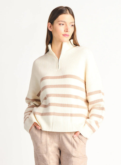 Cream Stripe Half Zip Acorn Home + Apparel