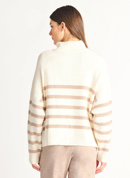 Cream Stripe Half Zip Acorn Home + Apparel