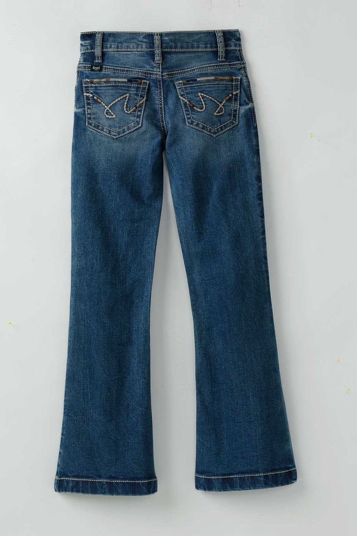Cruel Girl's Violet Mid Rise Trouser in Medium Stonewash
