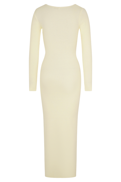 Culver Draped Twist Knit Midi Dress - Cream