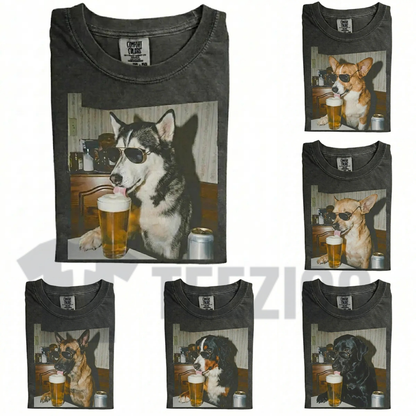 Custom Dog Breeds Drinking Beer T-Shirt