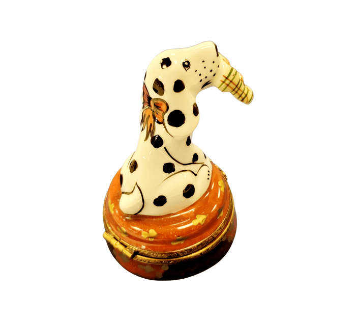 Dalmatian Dog Figurine with Slippers Porcelain Limoges Dog LIMOGES BOXES French Trinket Box
