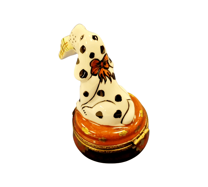 Dalmatian Dog Figurine with Slippers Porcelain Limoges Dog LIMOGES BOXES French Trinket Box